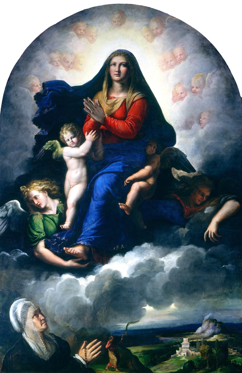 A Aparição da Virgem, 15301540. de Girolamo da Carpi