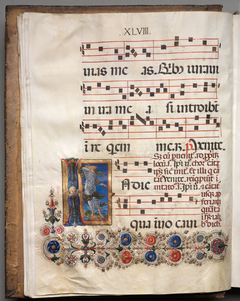 Antifonário: inicial, anjo, c. 1470-1480. de Girolamo da Cremona