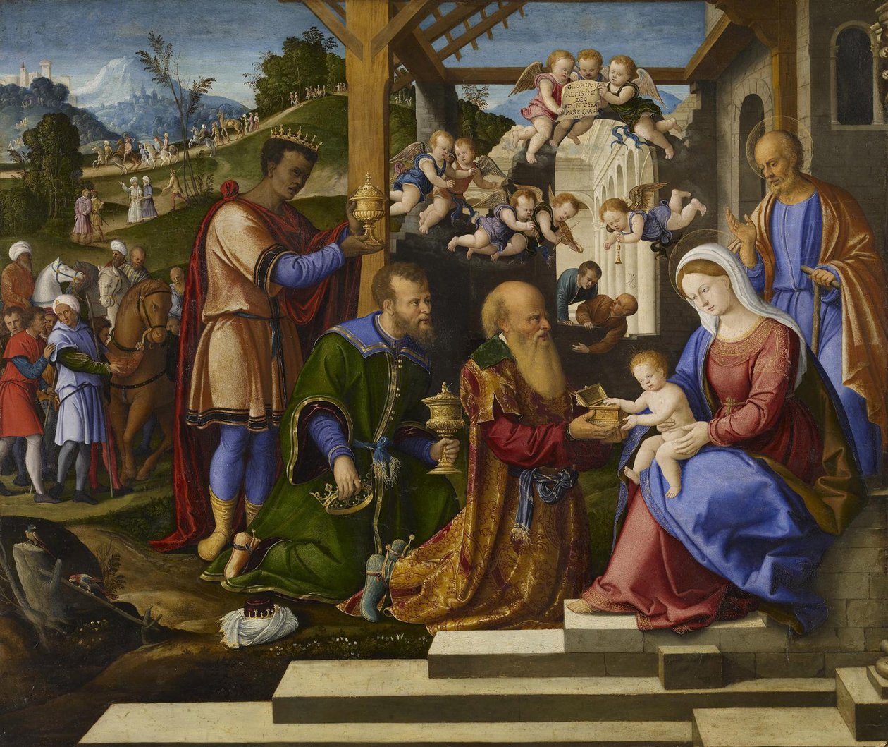A Adoração dos Três Reis, c.1525-1530 de Girolamo da Santacroce