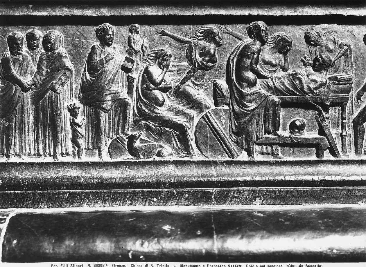 Relevo do Monumento a Francesco Sassetti, Santa Trinita, Florença, c.1472-1516 (mármore) de Giuliano Giamberti da Sangallo