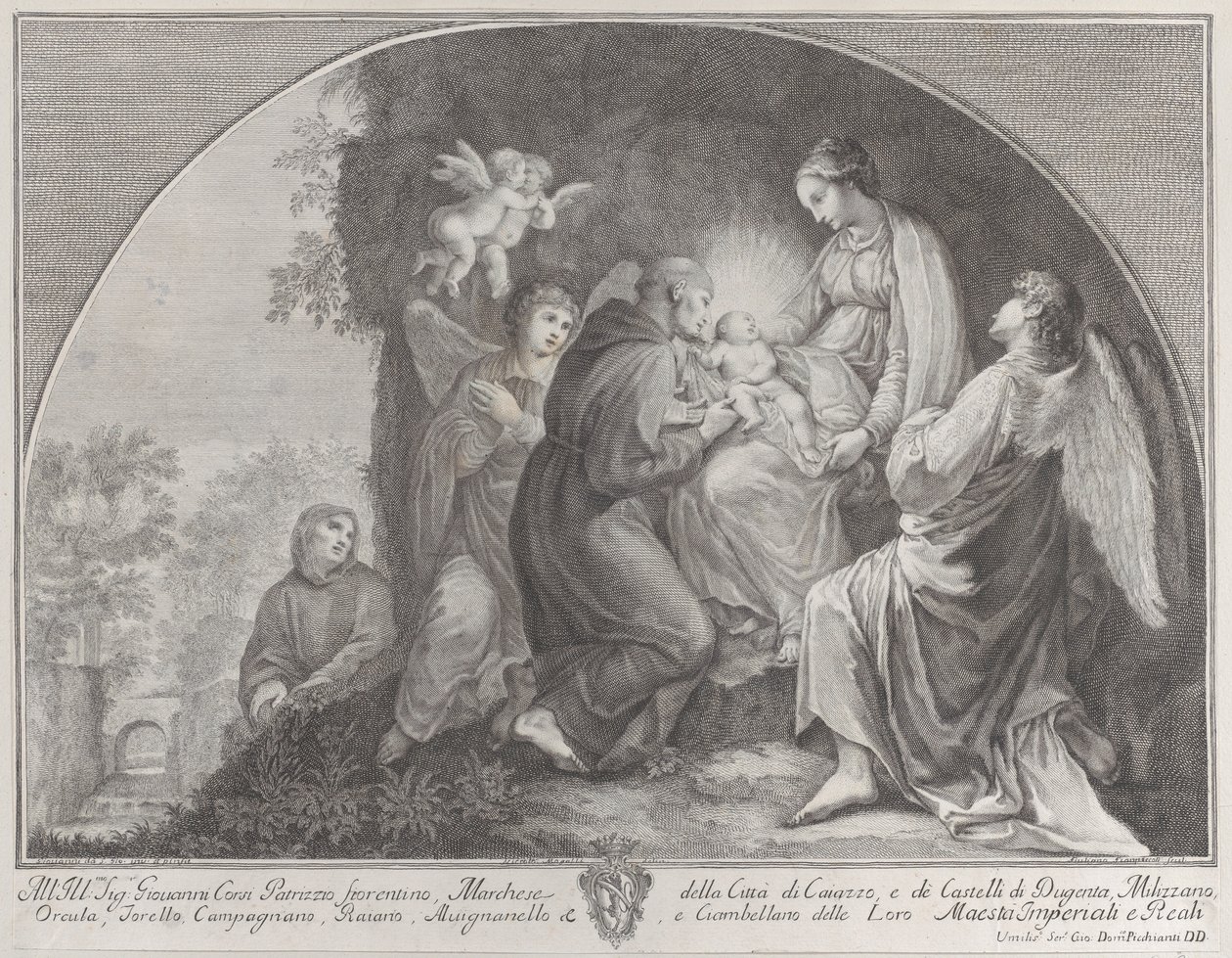 Adoração de Cristo por São Francisco, 1723-59. de Giuliano Giampiccoli