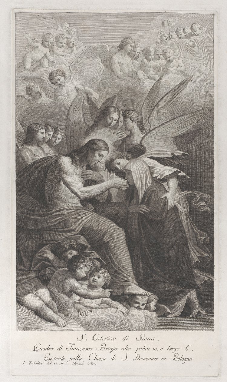 Cristo dando a Hóstia Sagrada a Santa Catarina de Sena ajoelhada..., 1750-1812. de Giuliano Traballesi