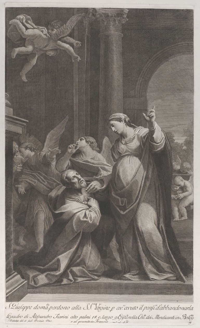 São José pedindo perdão à Virgem por ter pensado em abandoná-la..., 1760-1800. de Giuliano Traballesi