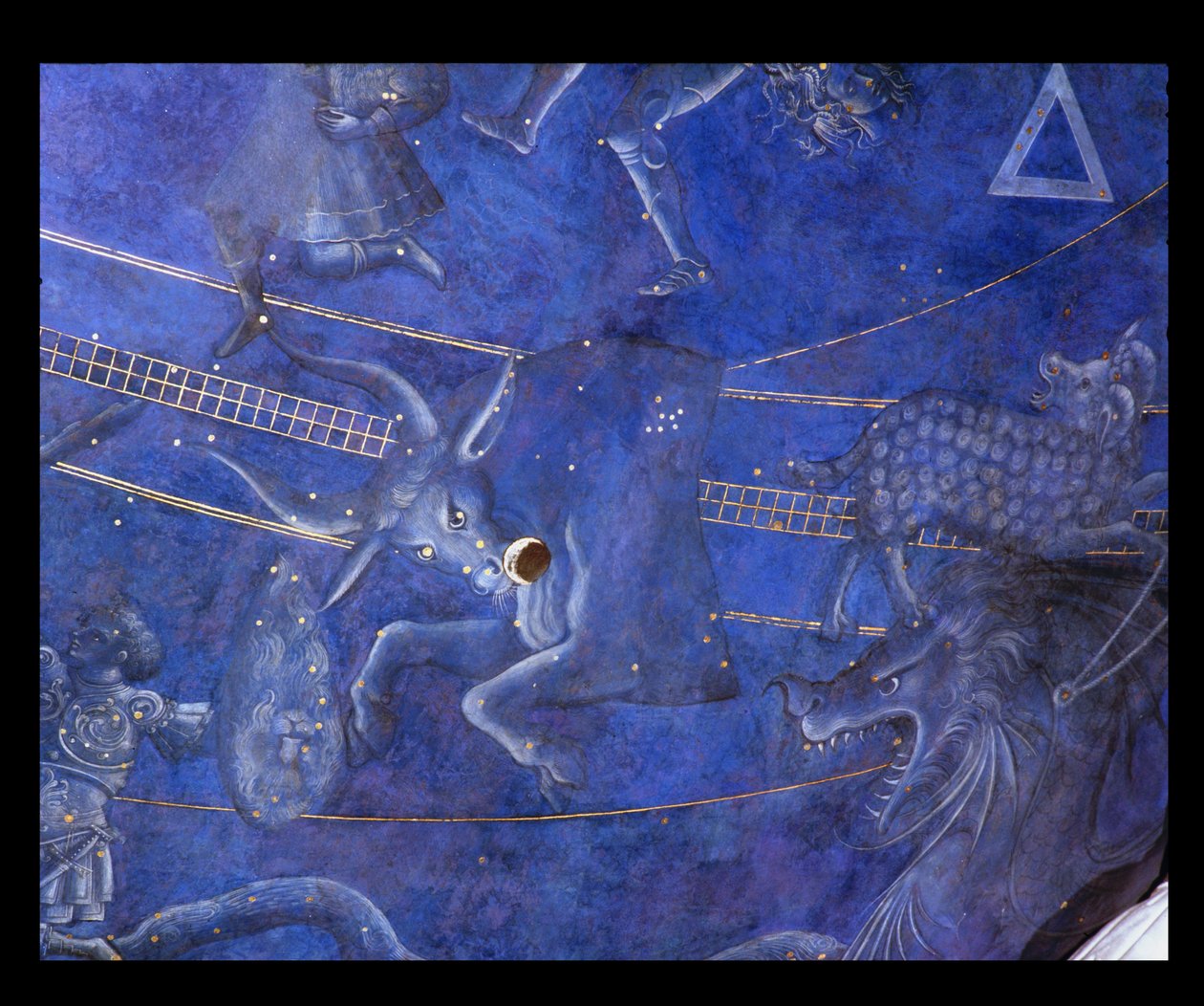 O Caminho do Sol através das estrelas na noite de 4 de julho de 1442, detalhe de Touro, do intradorso sobre o altar, c.1430 (detalhe de 85088) de Giuliano dArrighi Pesello