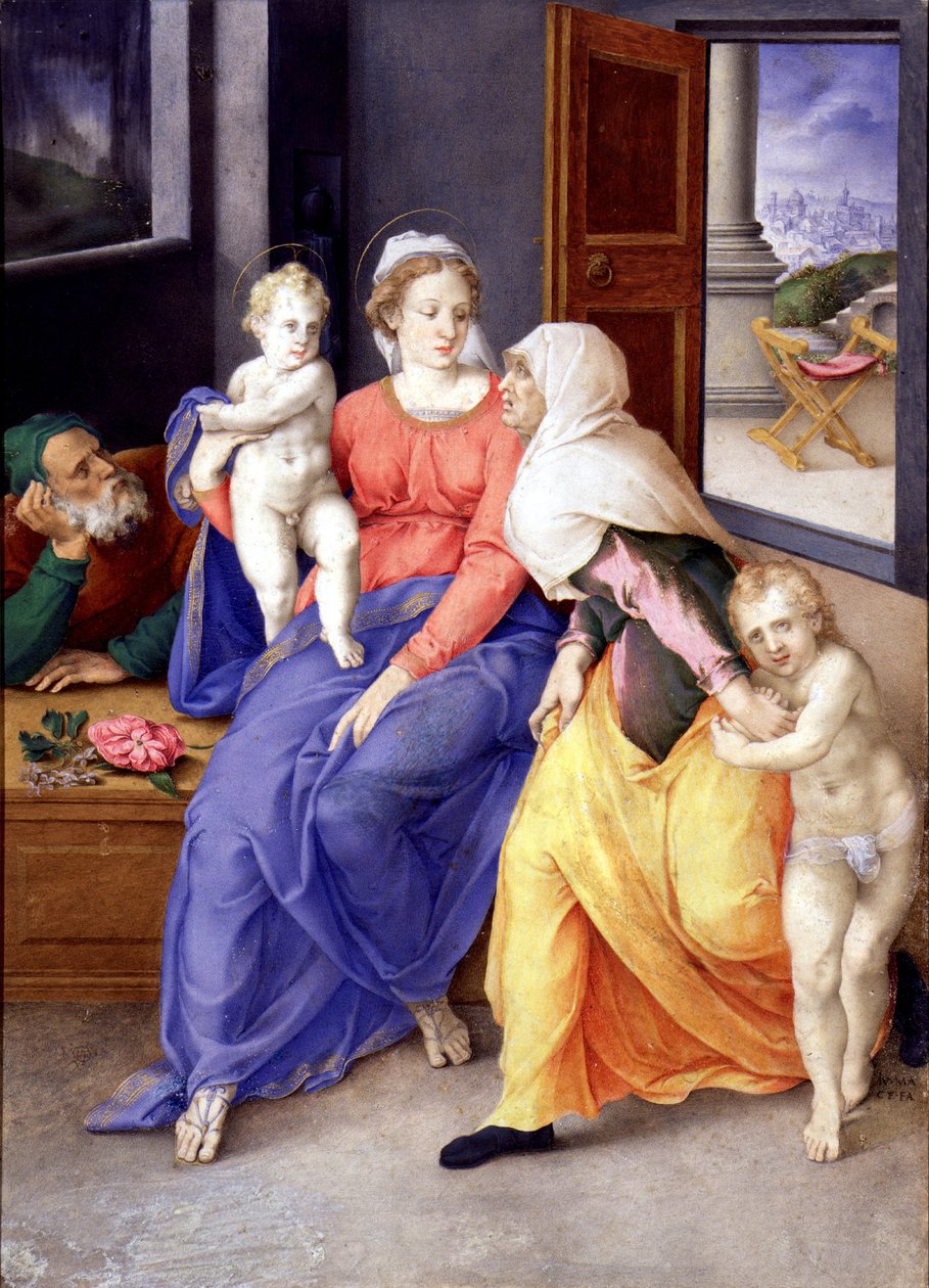 Sagrada Família com Santa Isabel e San Juanito de Giorgio Giulio Clovio
