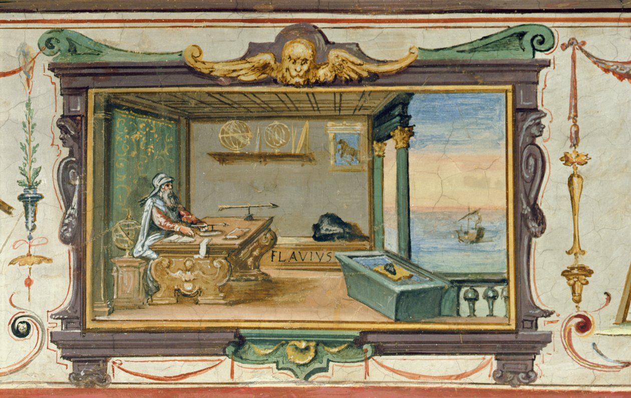 Flavio Gioia de Amalfi, inventor da bússola, Stanza della Mattematica, 1587-1609 de Giulio Parigi