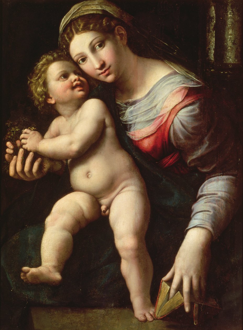 Madonna and Child, c.1530-40 (painel) de Giulio Romano