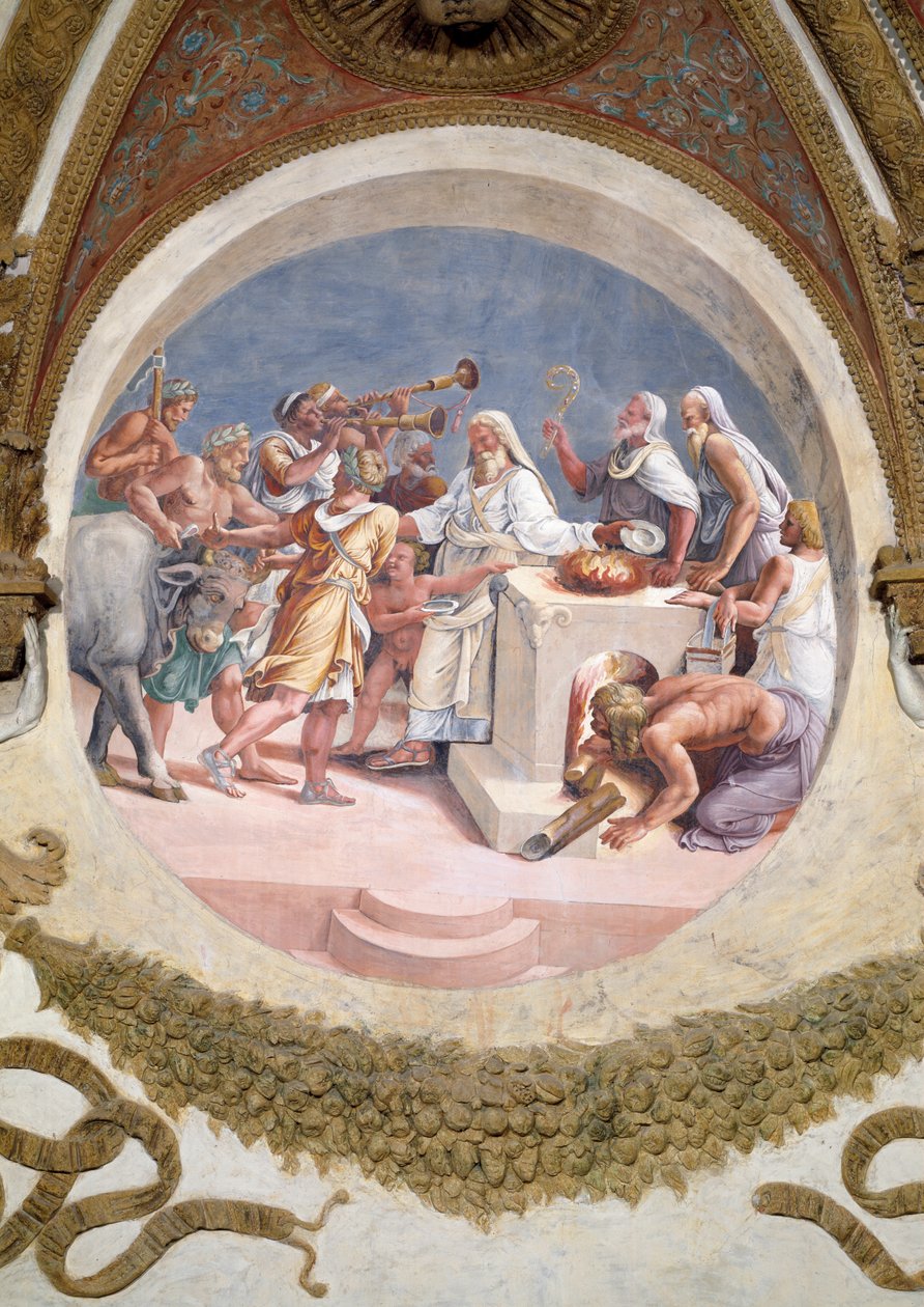 Sacrifício de um boi, da Camera dei Venti, 1528 de Giulio Romano