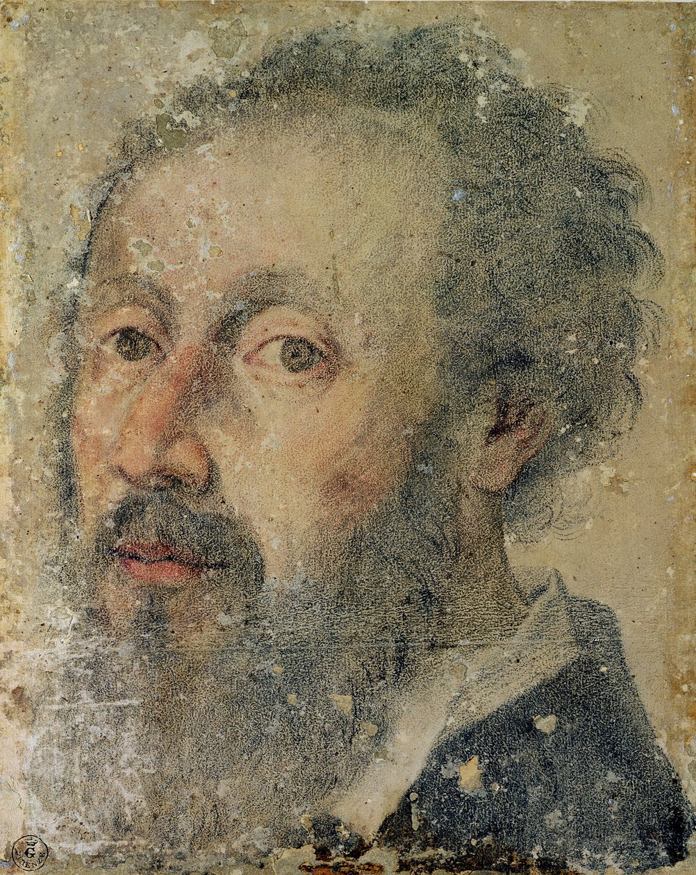 Auto-retrato (pastel sobre papel) de Giulio Romano