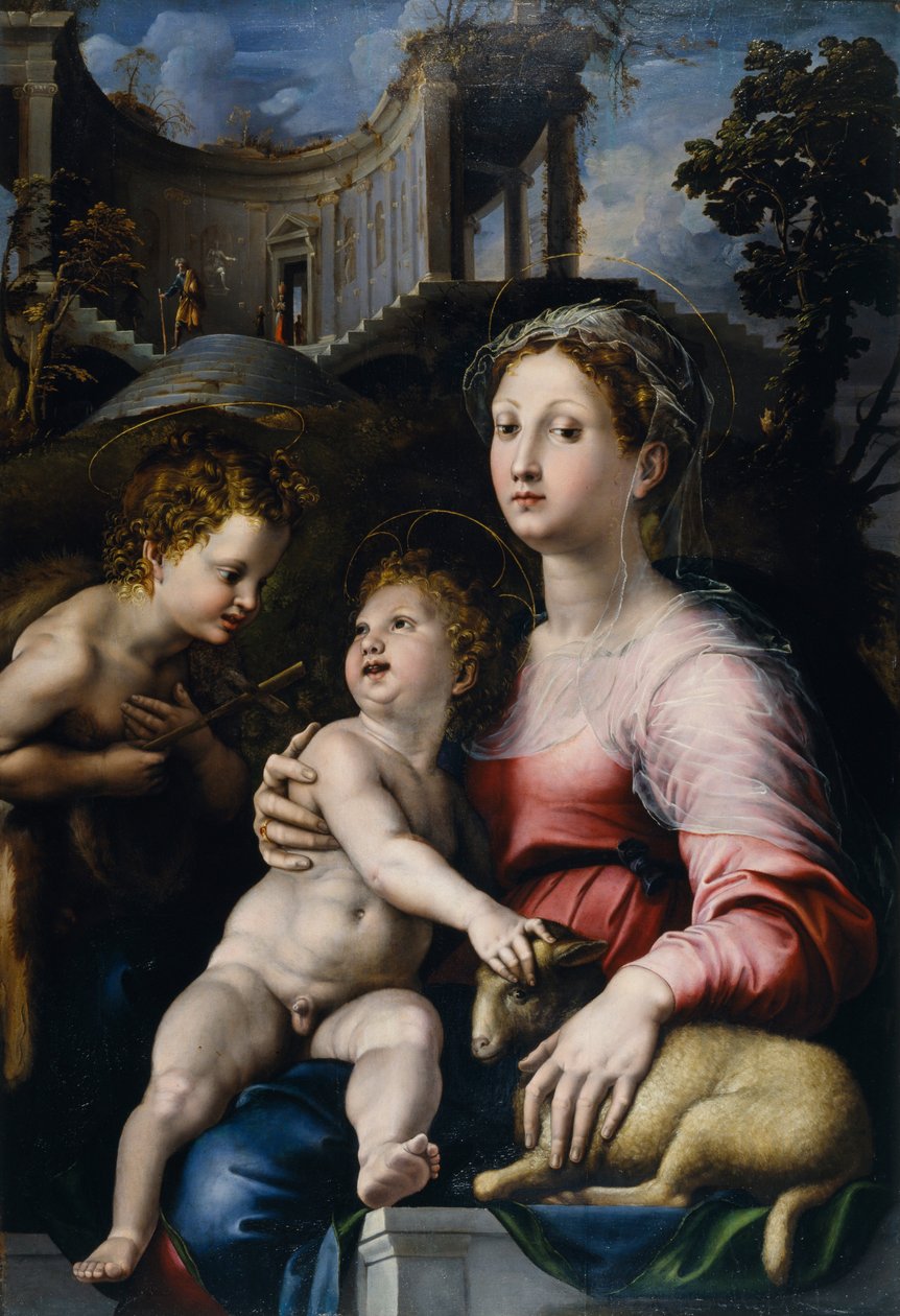 A Madonna e a criança com São João Batista de Giulio Romano