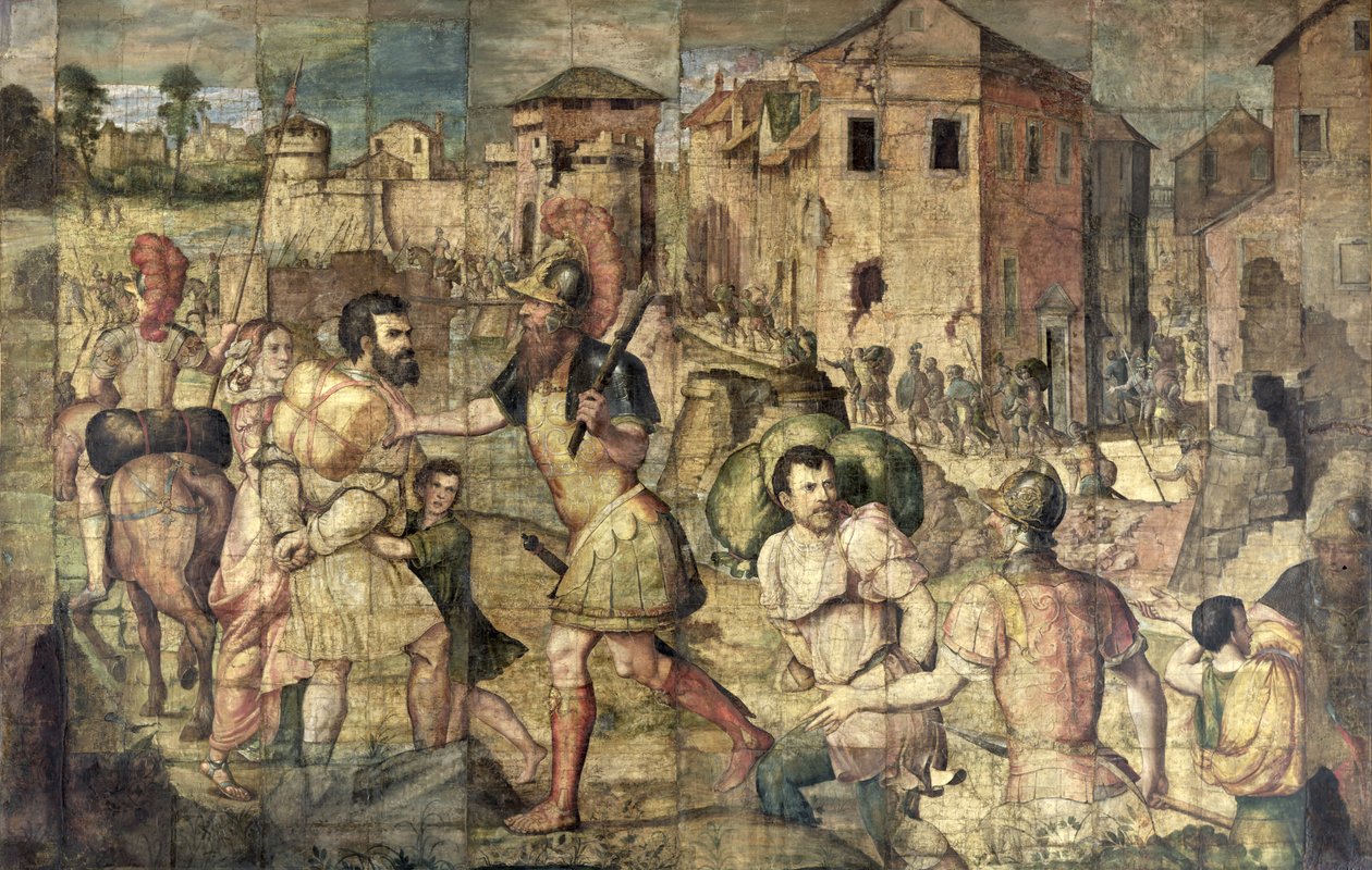 Os prisioneiros (tempera no papel) de Giulio Romano