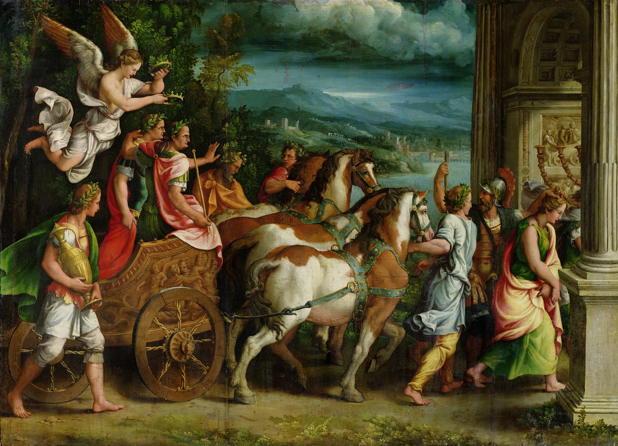 O triunfo de Tito e Vespasiano, c.1537 de Giulio Romano