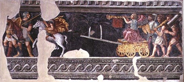 Fragmento de uma cena de um triunfo (fresco) de Giulio (school of) Romano