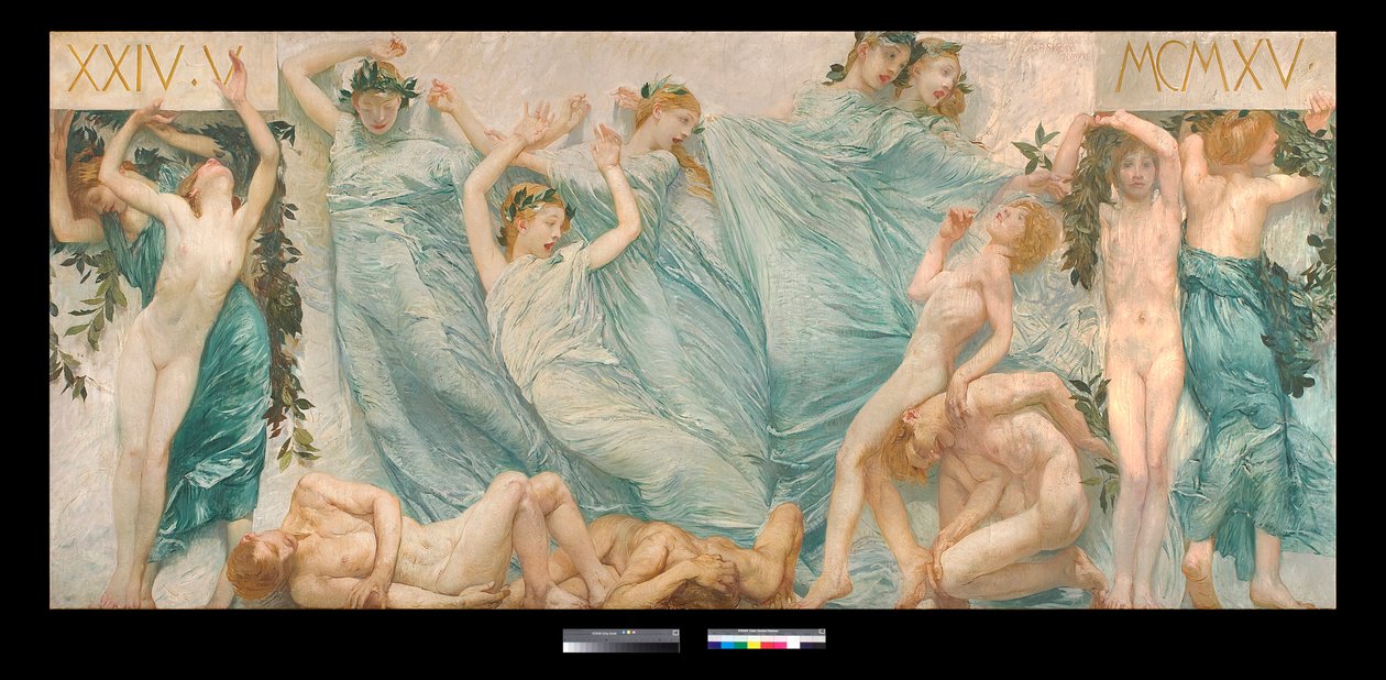 Díptico: Risveglio Pintura de Giulio Aristide Sartorio (1860-1932) 1906 Dim 180,5 x 398,5 cm Coleção particular (Díptico, pintura de Giulio Aristide Sartorio Coleção particular) de Giulio Aristide Sartorio