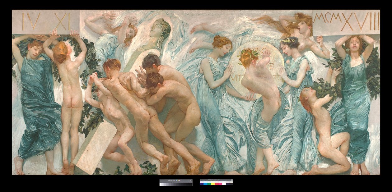Díptico: a festa (la sagra) - Pintura de Giulio Aristide Sartorio (1860-1932) 1906 Dim 180,5 x 398,5 cm Coleção particular (Díptico, pintura de Giulio Aristide Sartorio Coleção particular) de Giulio Aristide Sartorio
