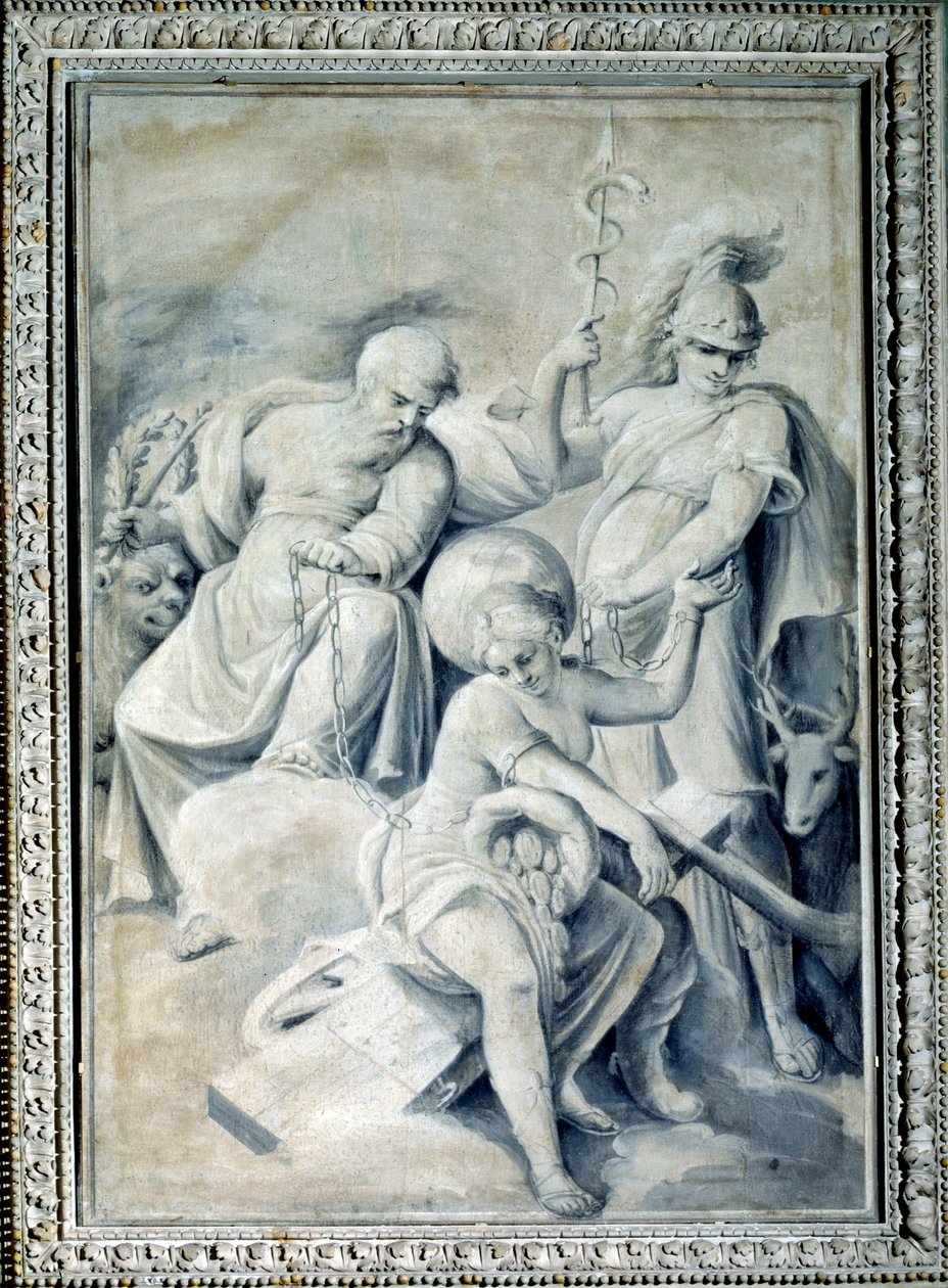 Alegoria da Prudência e da Detenção de Valor encadeou a Fortuna (Pintura, c.1820-1826) de Giulio Ballino