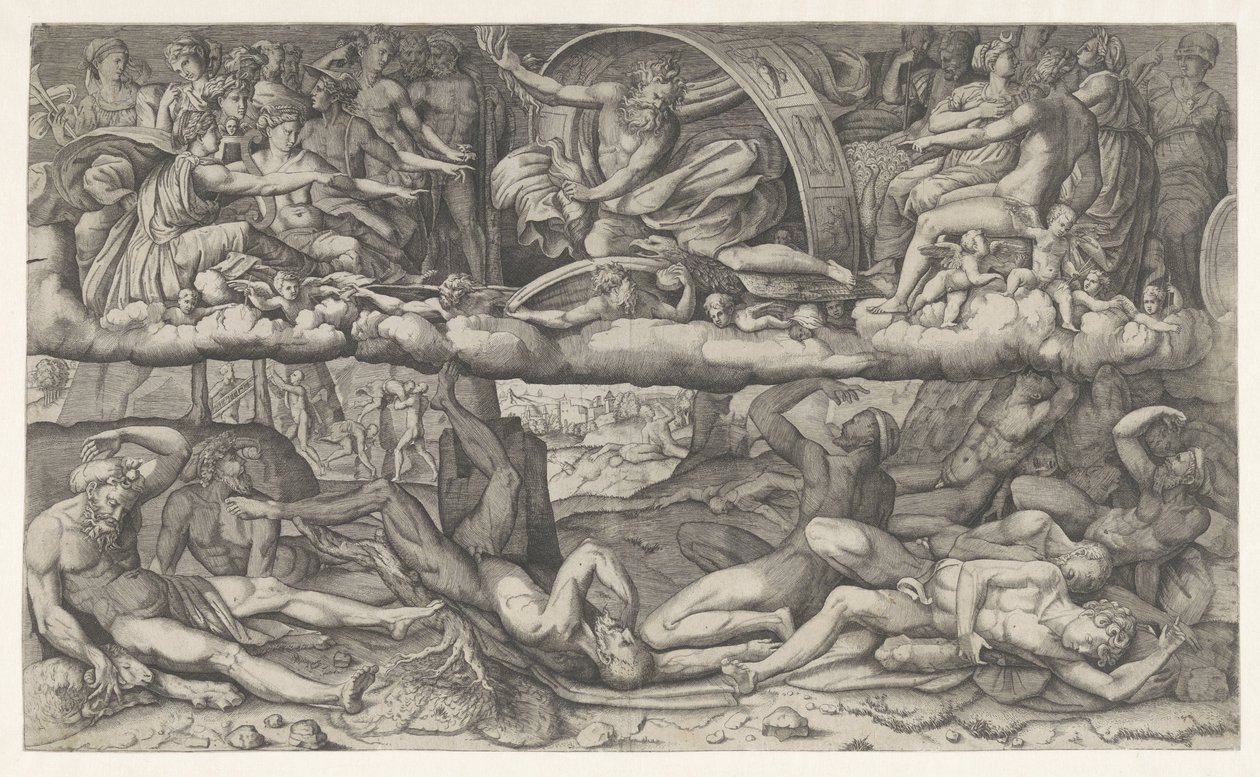 Batalha de deuses e gigantes La lotta fra dei e gigantesco de Giulio Bonasone (attributed to)
