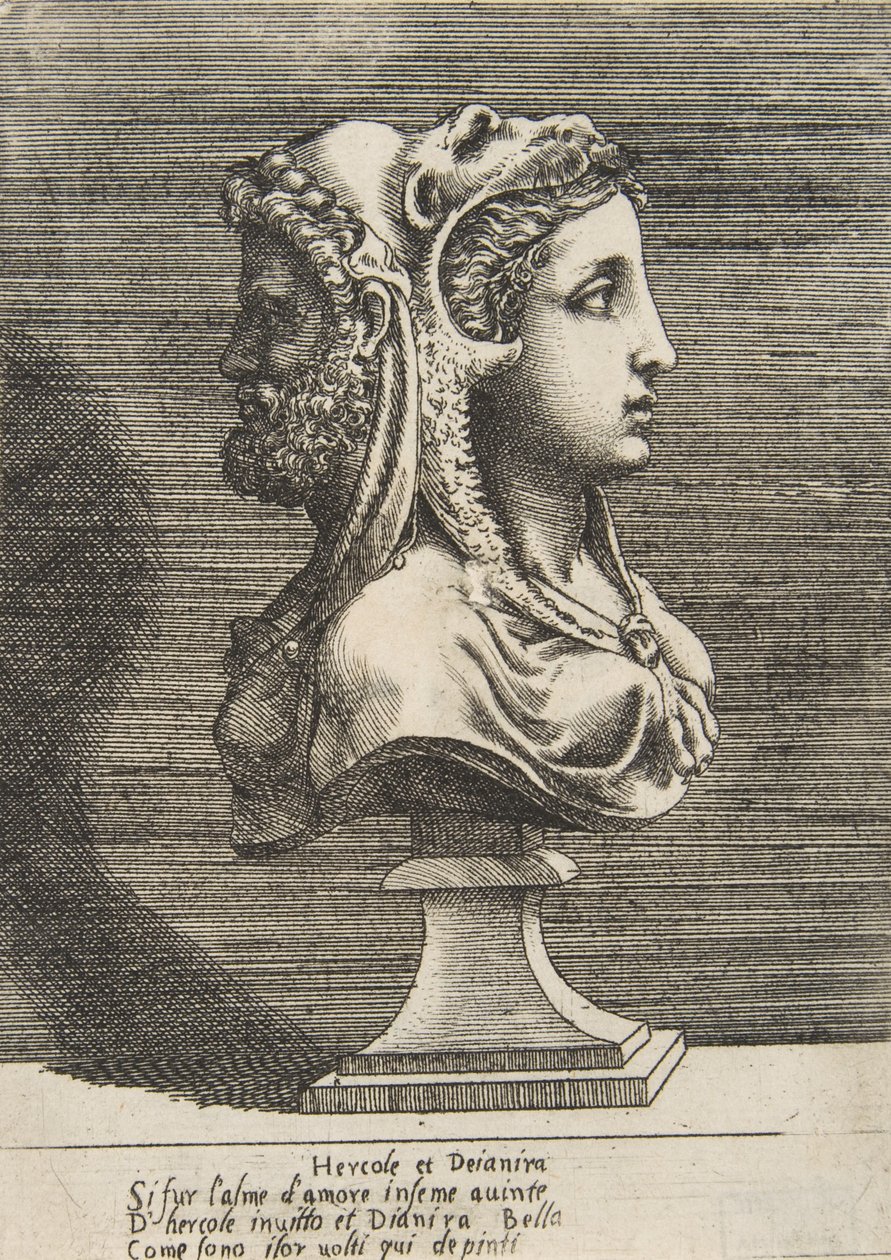 Busto de Hércules e Dejanira, c. 1531-76. de Giulio Bonasone