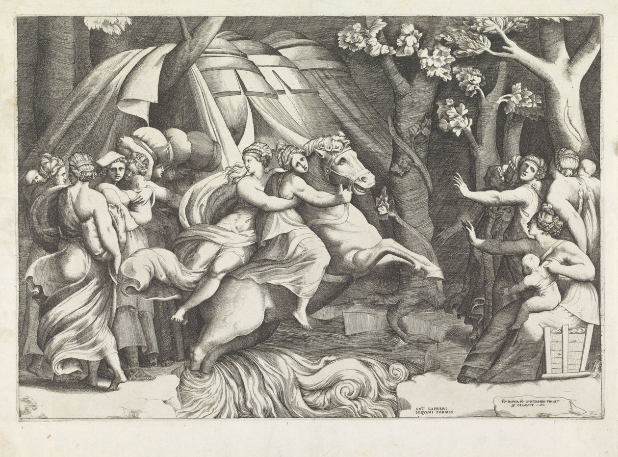 Cloelia atravessa o Tibre de Giulio Bonasone