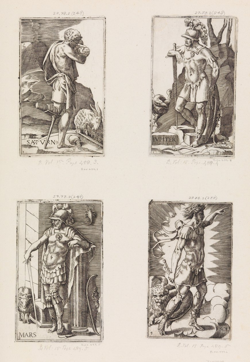 Júpiter, de Planetas, placa 2, 1530-70. de Giulio Bonasone
