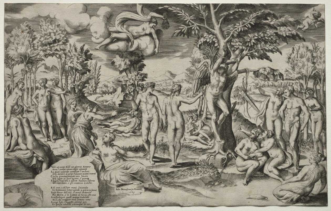 Amor nos Campos Elísios, 1563. de Giulio Bonasone