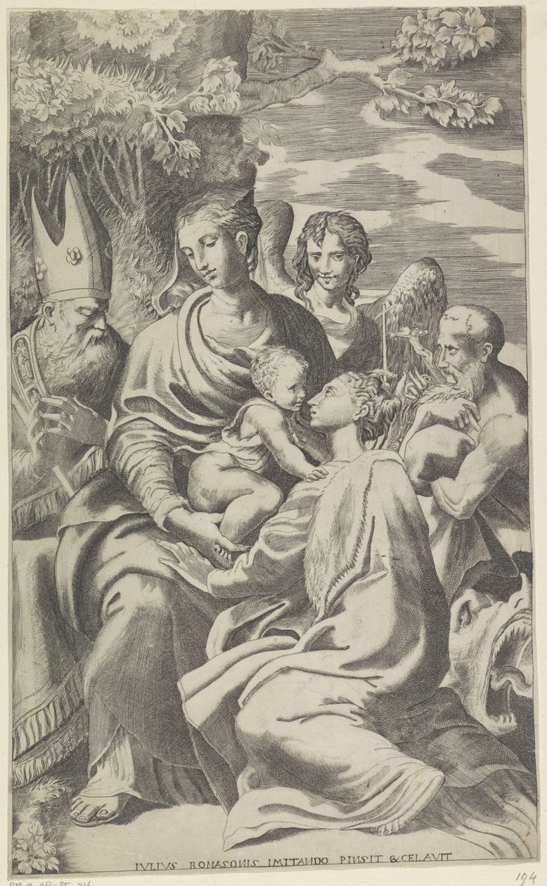 Maria com o Menino Jesus e os Santos de Giulio Bonasone