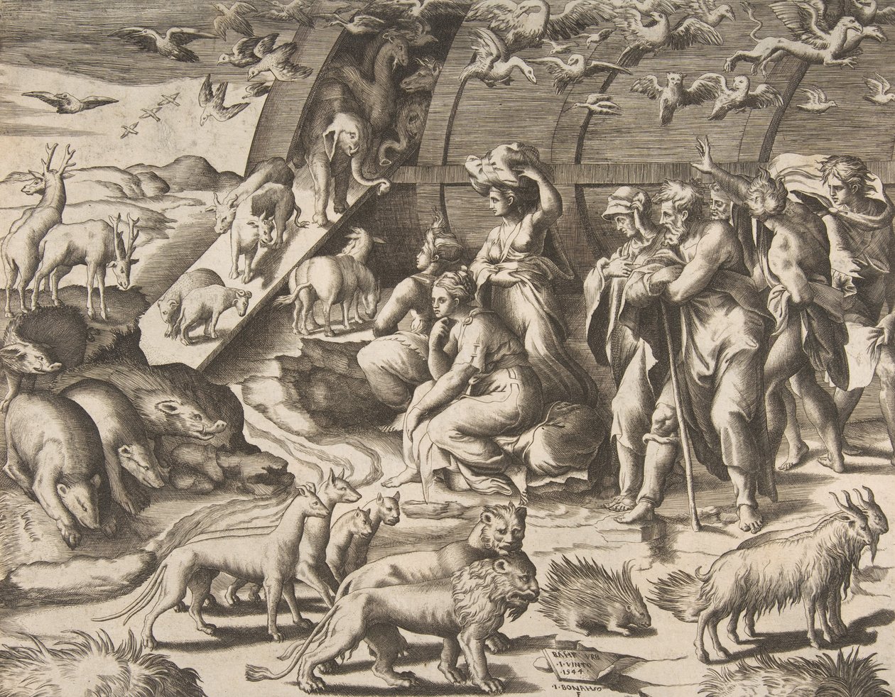Noé deixando a Arca, século 16. de Giulio Bonasone