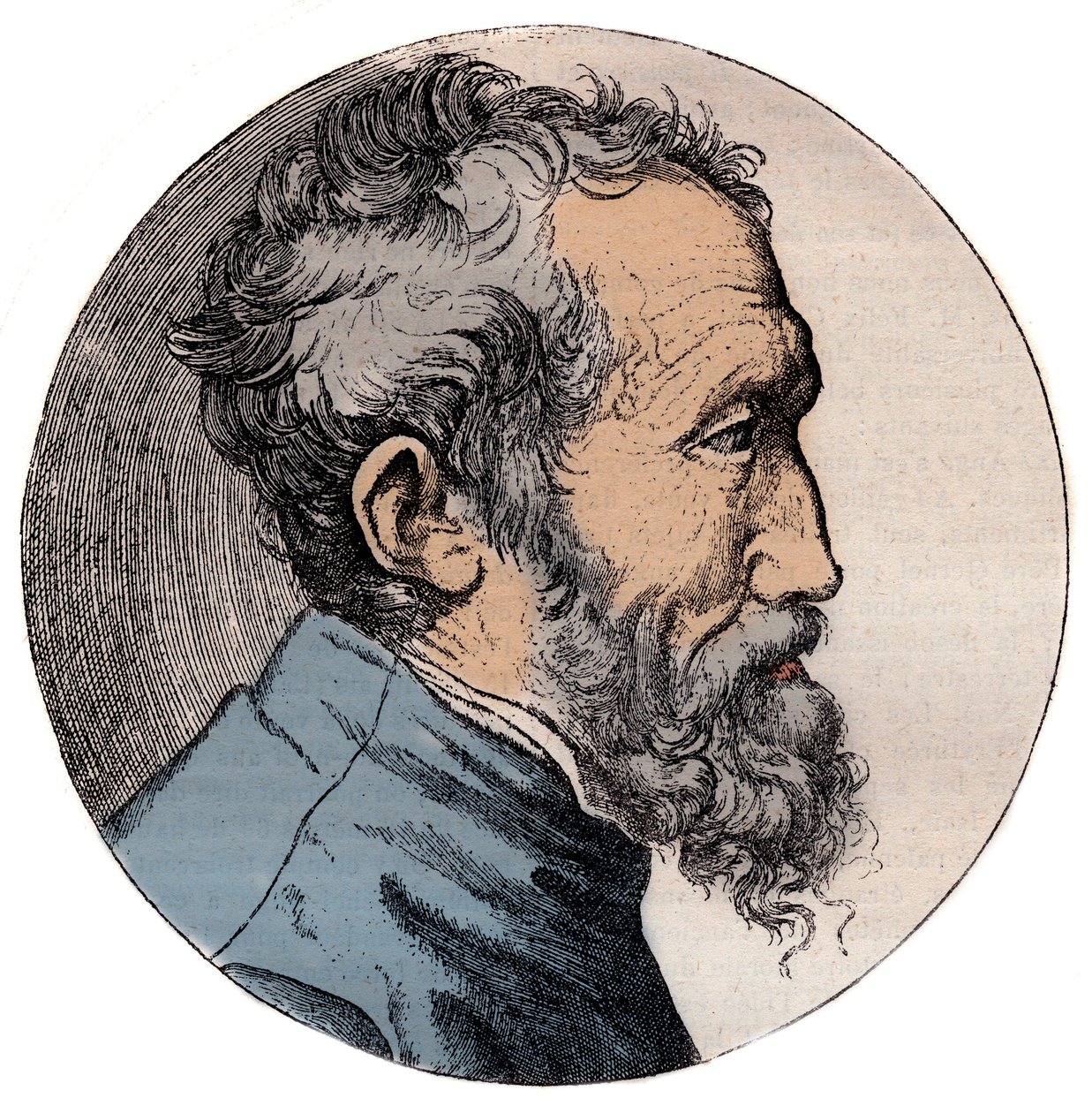 Retrato de Michelangelo Buonarroti escultor italiano - Retrato de Michelangelo Buonarroti dit Michel Ange de Giulio Bonasone