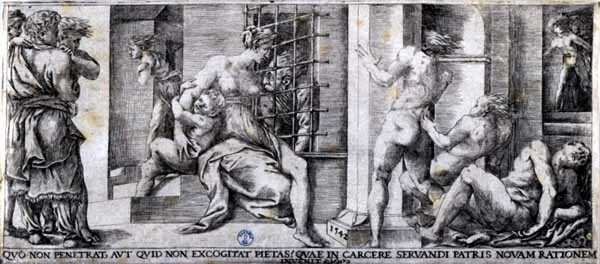 Caridade Romana (gravura) de Giulio Bonasone