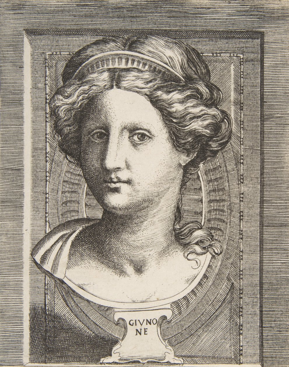 Cabeça esculpida de Juno, ca 1531-76. de Giulio Bonasone