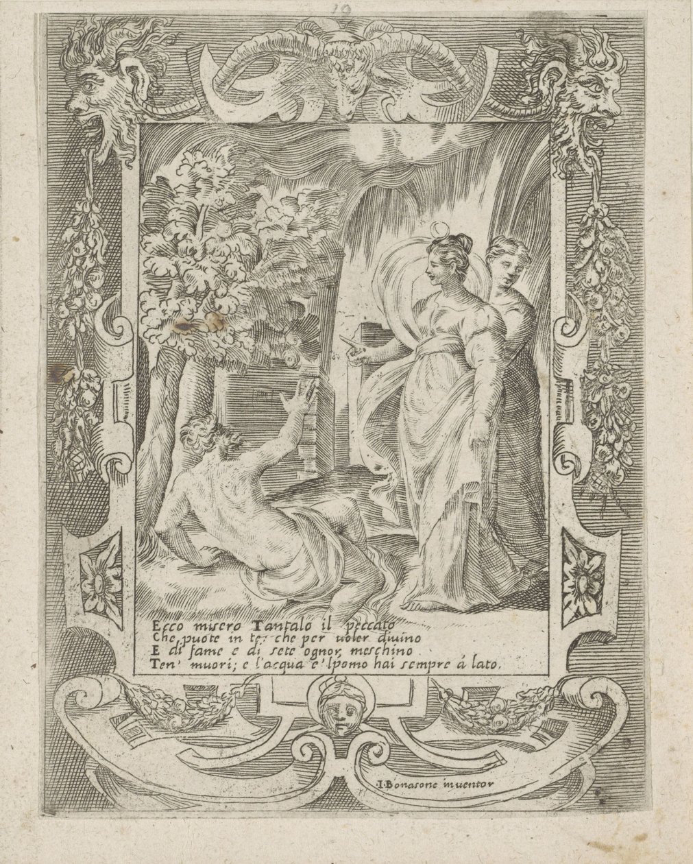 Tântalo fala com Diana Amor, Raiva e Ciúme de Juno (título da série) Amori sdegni et gielosie di Giunone (título da série) de Giulio Bonasone