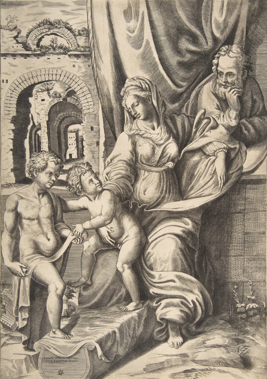 A Sagrada Família e o infante João Batista, 1531-76., 1531-76. de Giulio Bonasone