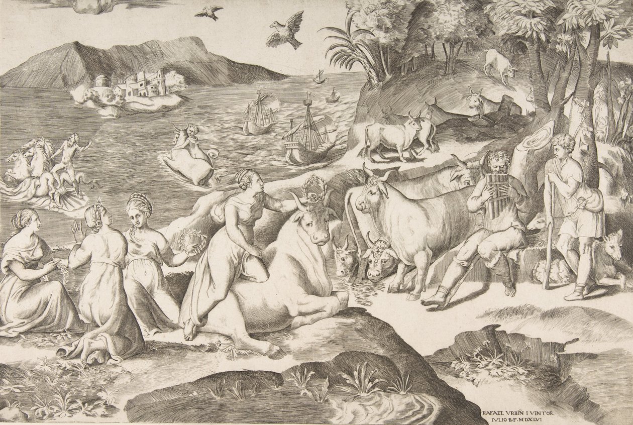 O Rapto de Europa, 1546. de Giulio Bonasone