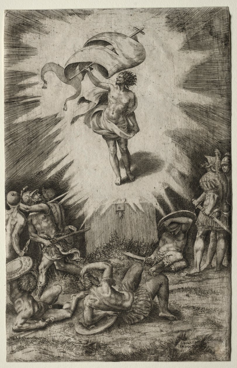 A ressurreição, 1561. de Giulio Bonasone