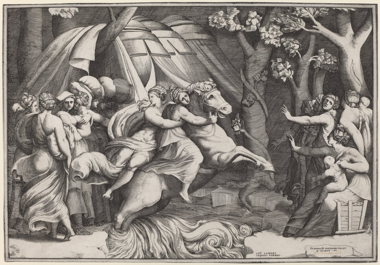 Clélia Atravessando o Tibre de Giulio Bonasone after Polidoro da Caravaggio