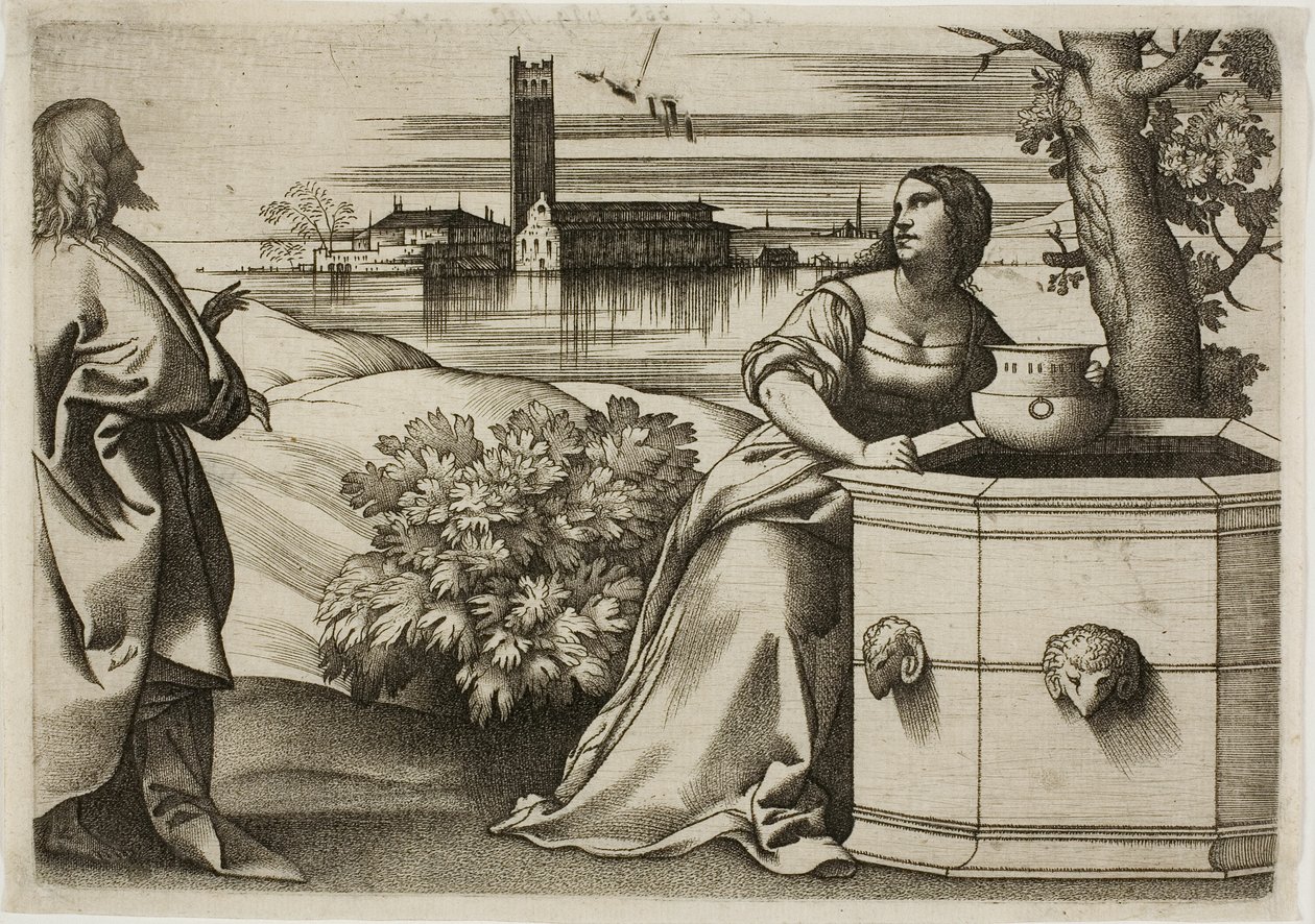 Cristo e a Mulher Samaritana de Giulio Campagnola