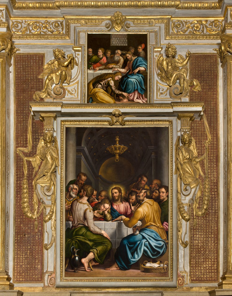 Capela do SS Sacramento, 2º vão norte, Giulio Campi, Última Ceia 1569, Giulio Campi, Ceia na casa de Simone 1569 de Giulio Campi