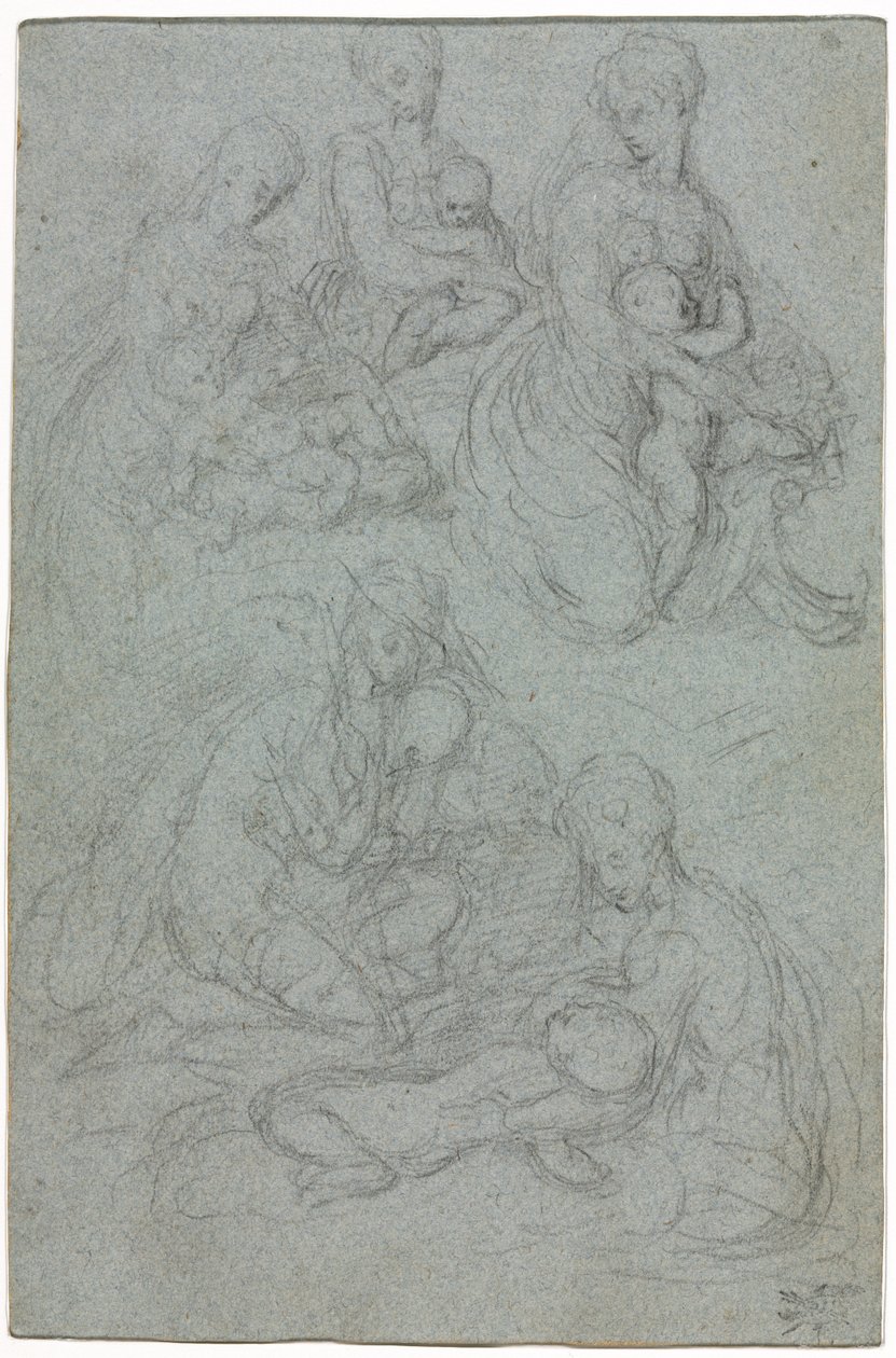 Esboços da Virgem e do Menino, segundo semestre de 1500. de Giulio Campi