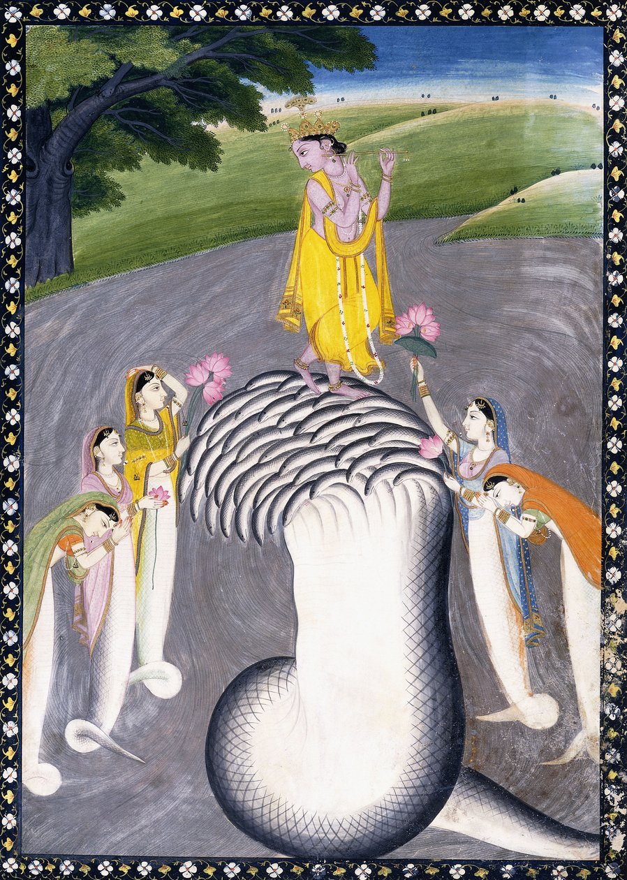 Krishna Abafando a Serpente com Cabeça de Hidra, c.1790 de Giulio Carlini