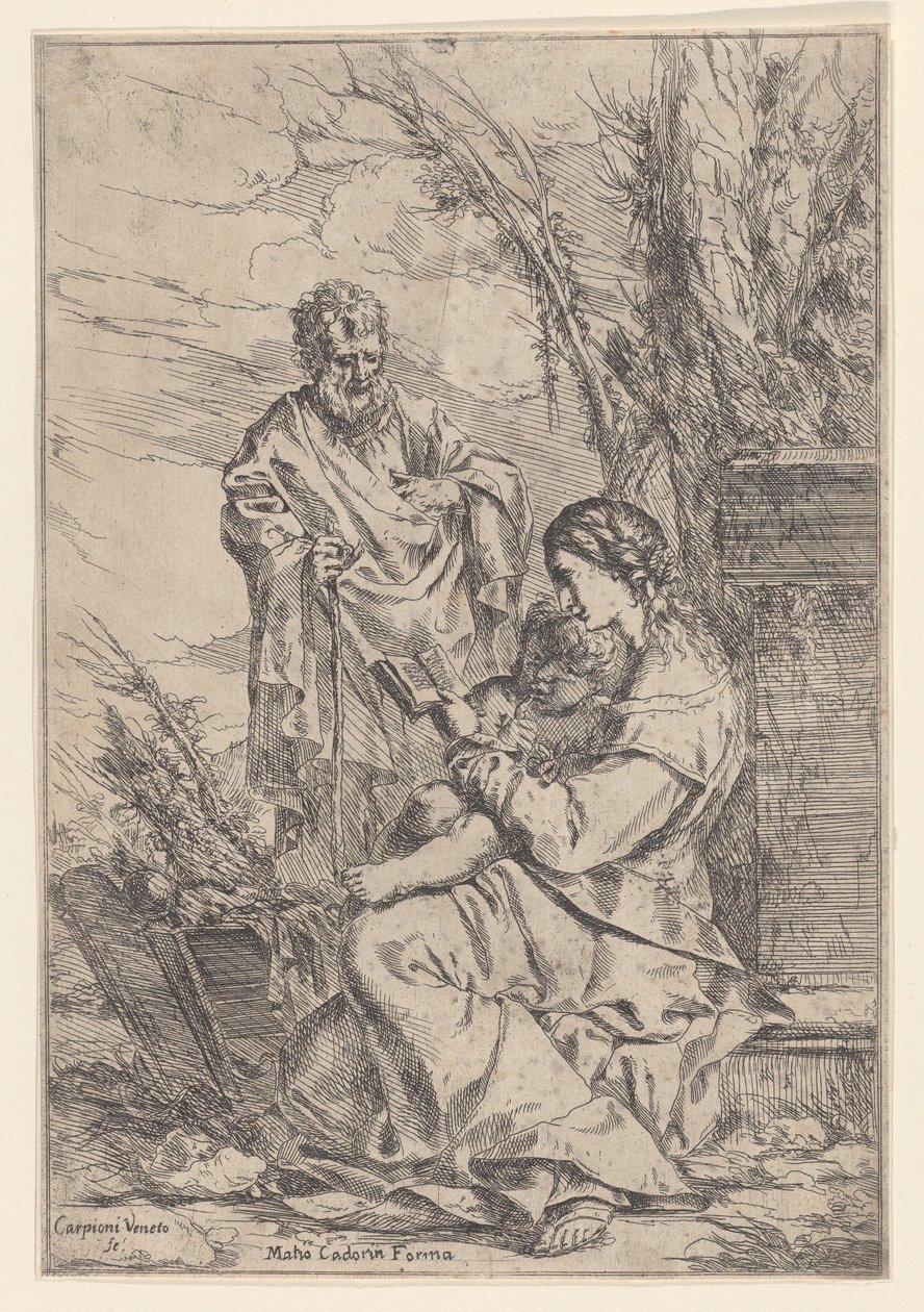 A Sagrada Família com a Virgem lendo um livro, 1640-60. de Giulio Carpioni