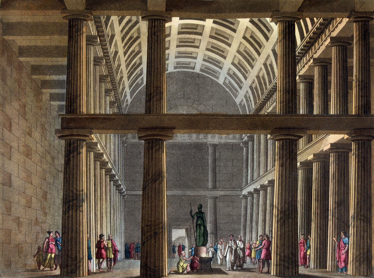 Interior do Partenon, início do século XIX - em “” O Traje Antigo e Moderno” de Jules Ferrario de Giulio Ferrario
