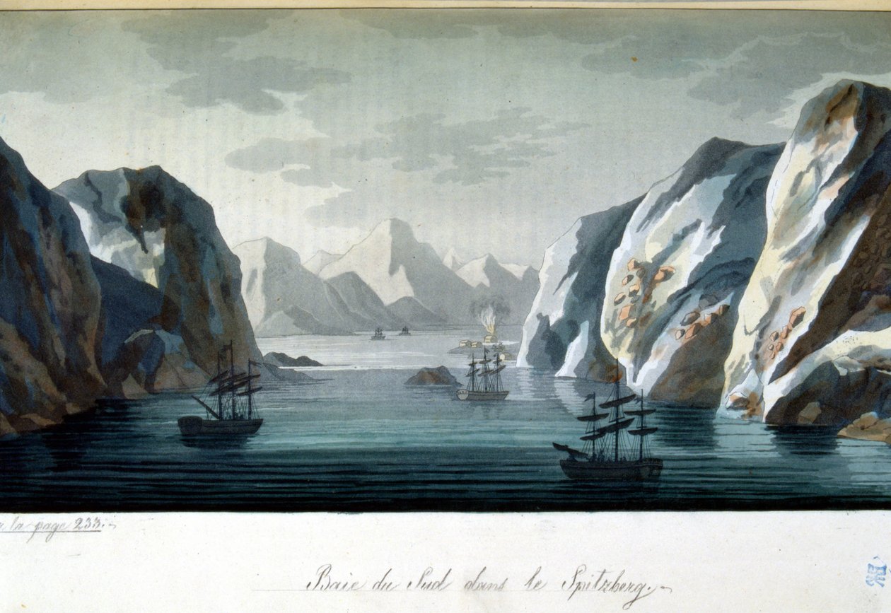 Southern Bay em Spitzberg, Noruega - em “” O traje antigo e moderno” de Jules Ferrario, ed. Milão de Giulio Ferrario