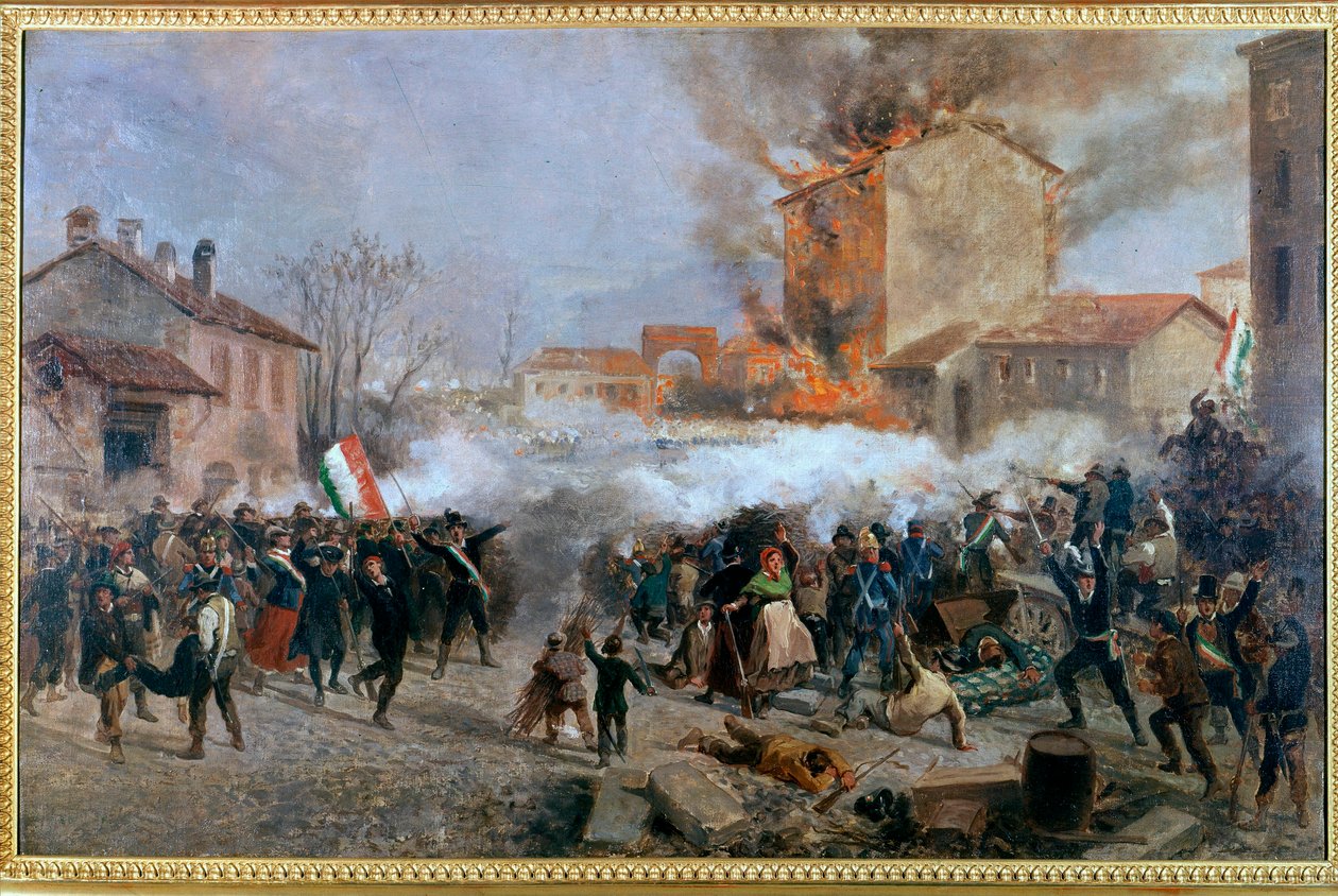 Episódio dos cinco dias de Milão em 1848 (pintura) de Giulio Gorra
