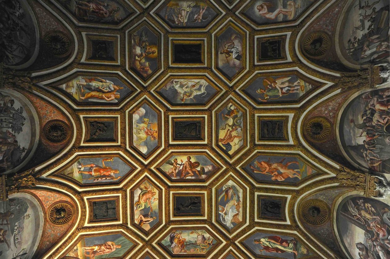 Decoração de teto da Câmara dos Ventos Camera dei Venti, 1526-1534 de Giulio Romano