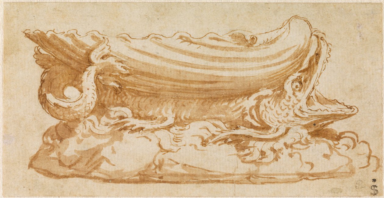 Desenho para um saleiro em prata de Giulio Romano