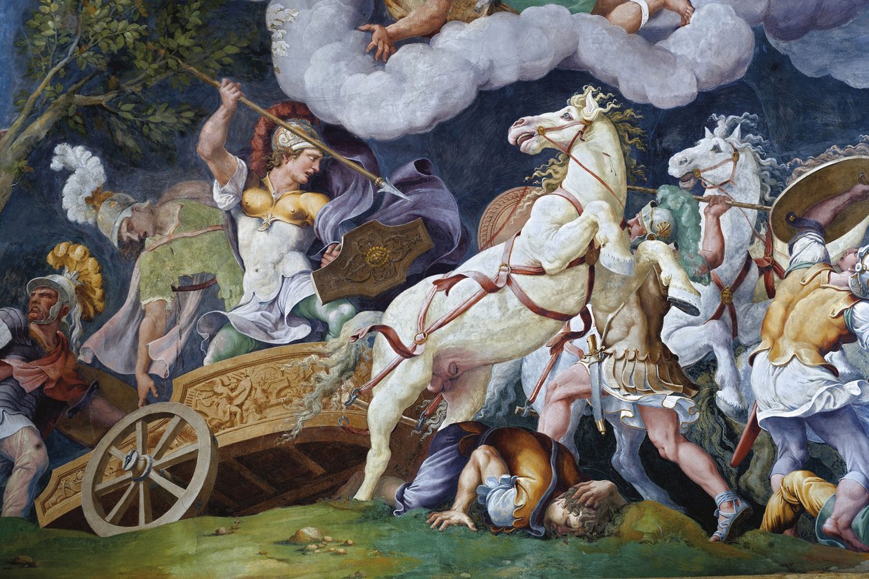 Diomed Lutando Contra Fegeus e Idios. de Giulio Romano