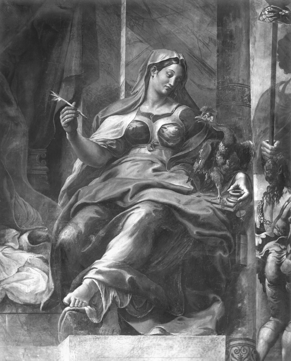 Eternidade, uma das duas figuras alegóricas em torno de São Pedro, Rafael Salas (detalhe) (ver também 252790) de Giulio Romano