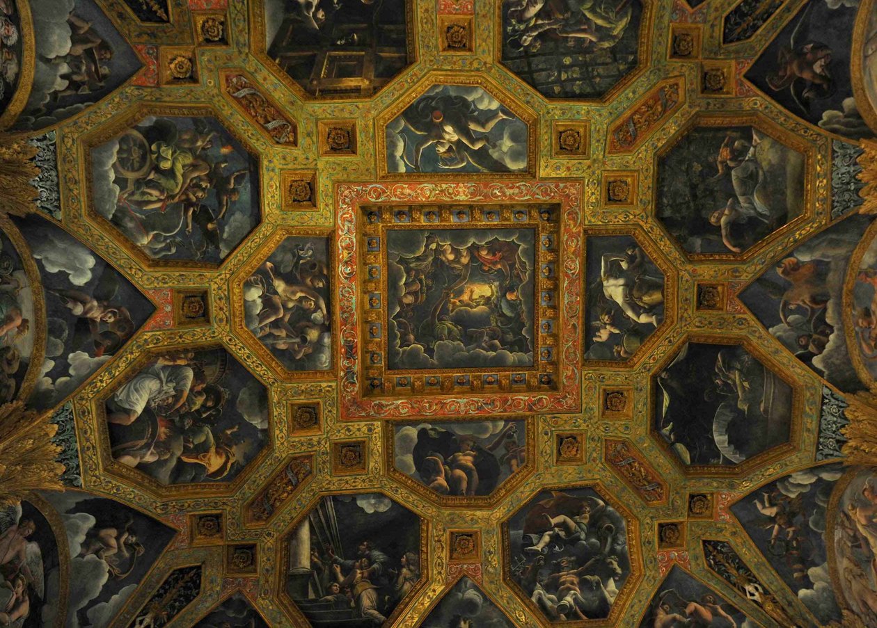 Detalhe de afresco da Câmara de Amor e Psique, 1526-1534 de Giulio Romano