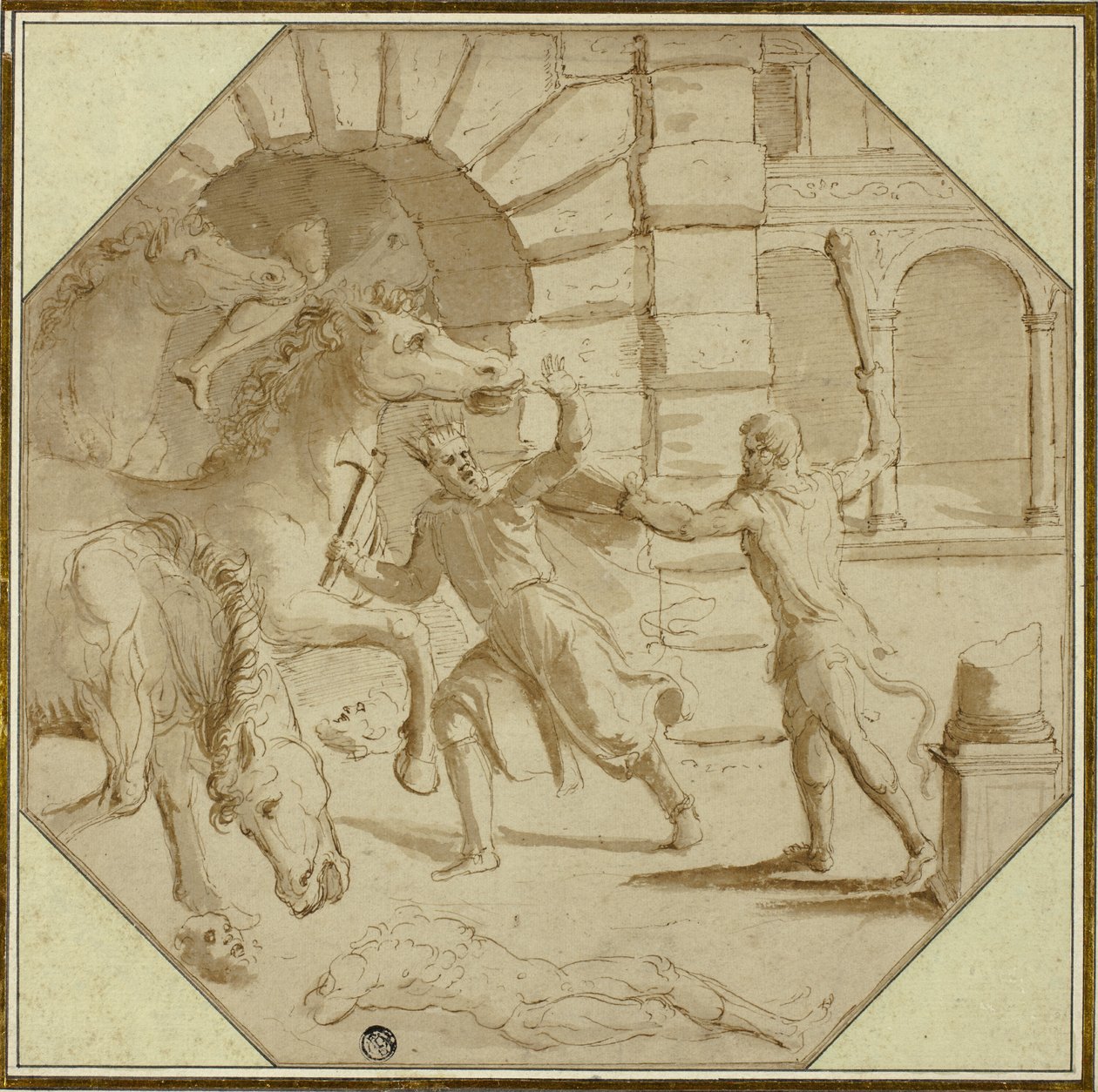 Hércules derrubando o rei Diomedes de Giulio Romano