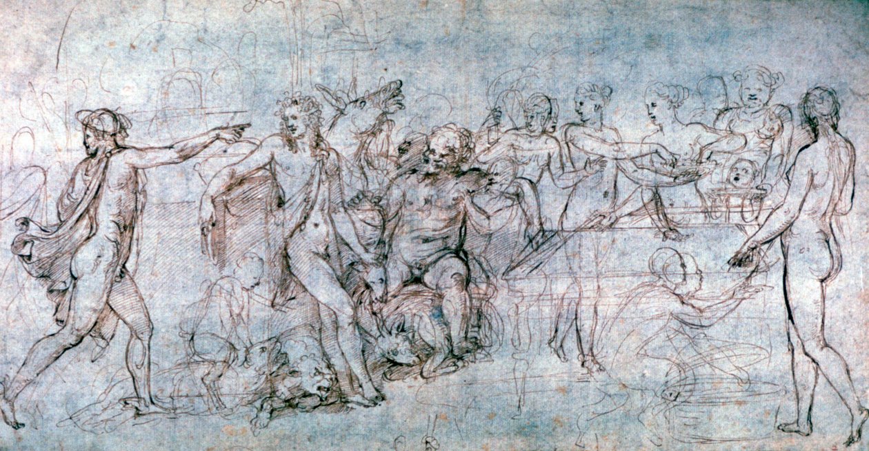 Festa de Casamento de Cupido e Psique, c1520-1546 de Giulio Romano
